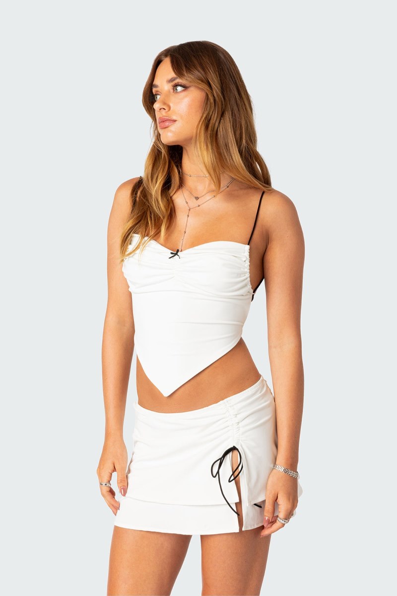 Edikted Beatriz Open Back Tank Crop Tops White | USA IE408720V6