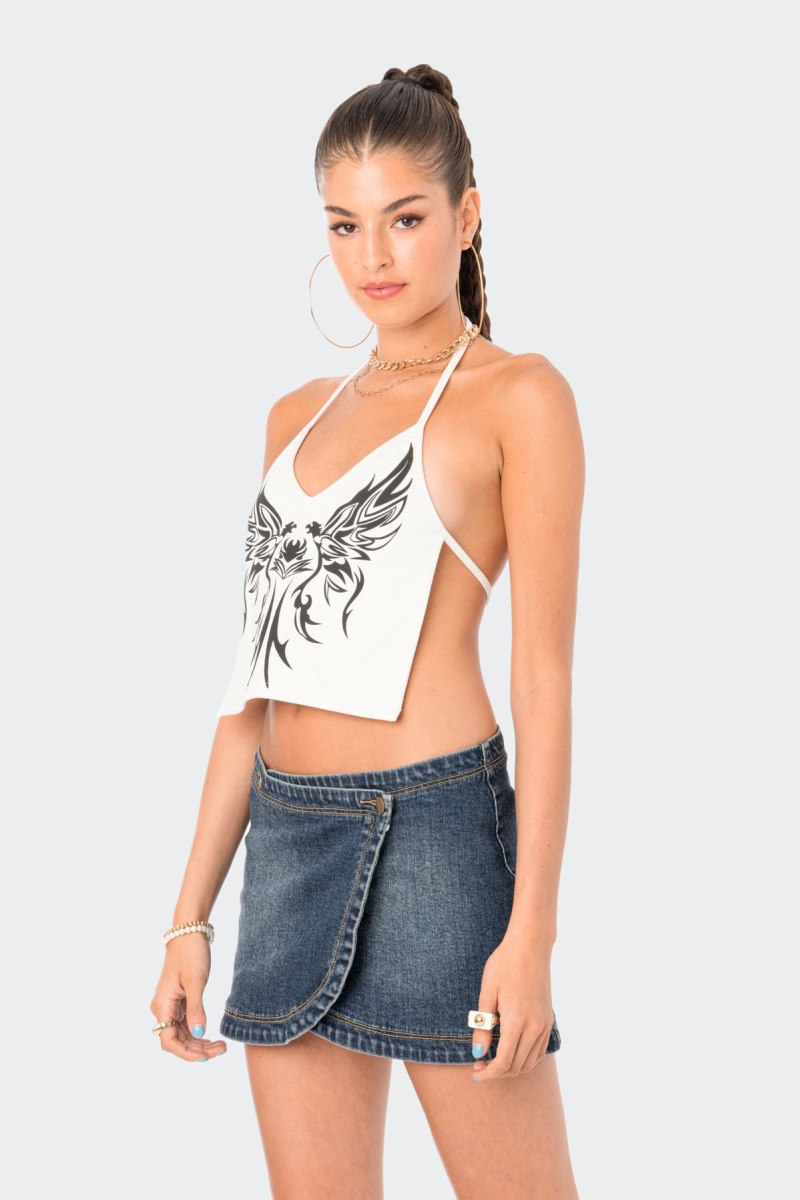 Edikted Bella Open-Back Crop Tops White | USA PO225352X9