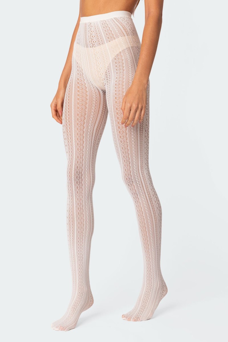 Edikted Belle Lacey Tights Socks Black | USA GZ982068T4