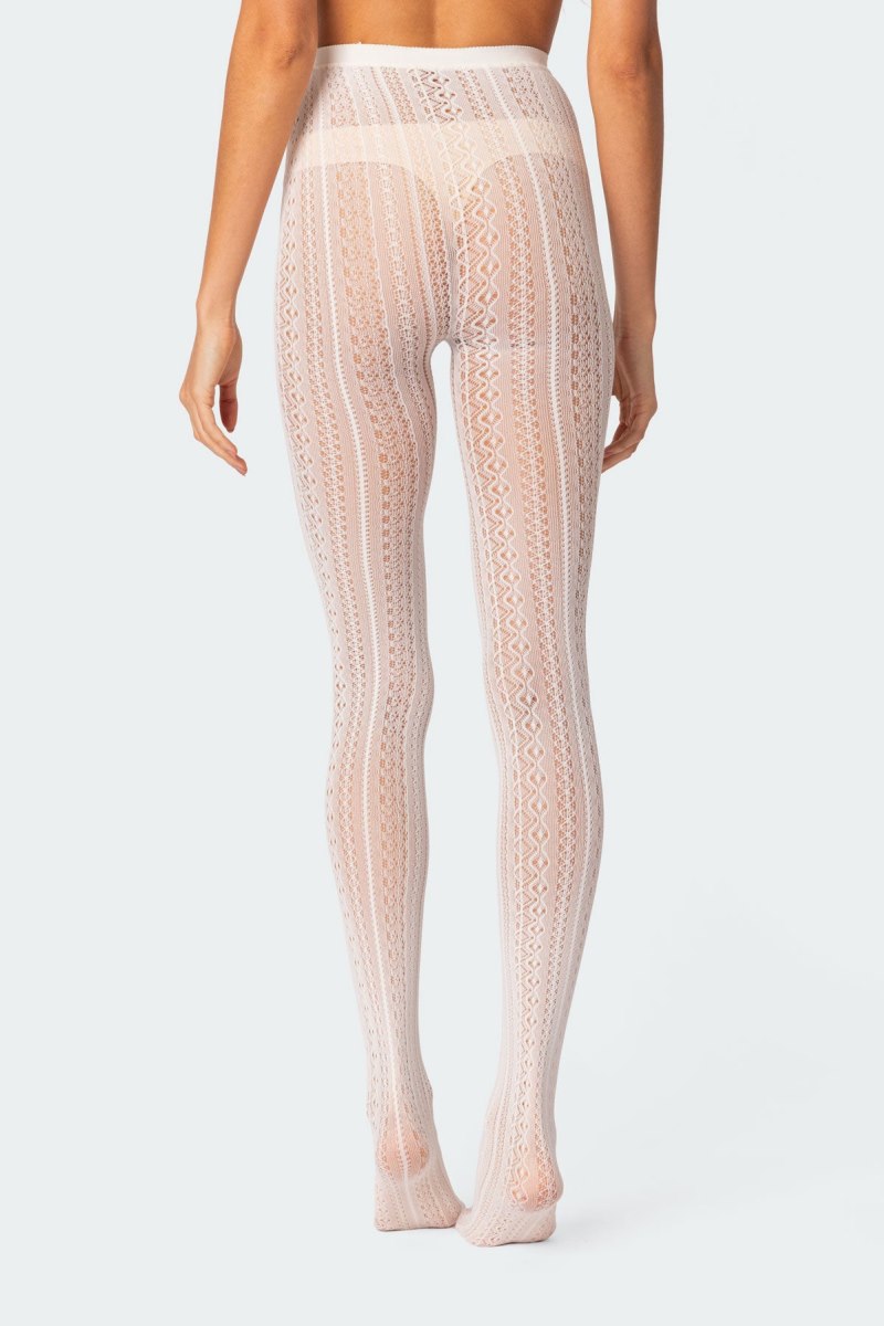 Edikted Belle Lacey Tights Socks Black | USA GZ982068T4