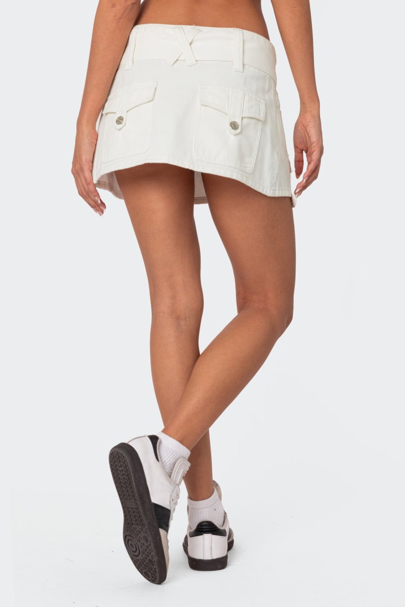 Edikted Belted Denim Wrap Mini Skirts White | USA CT024362A9