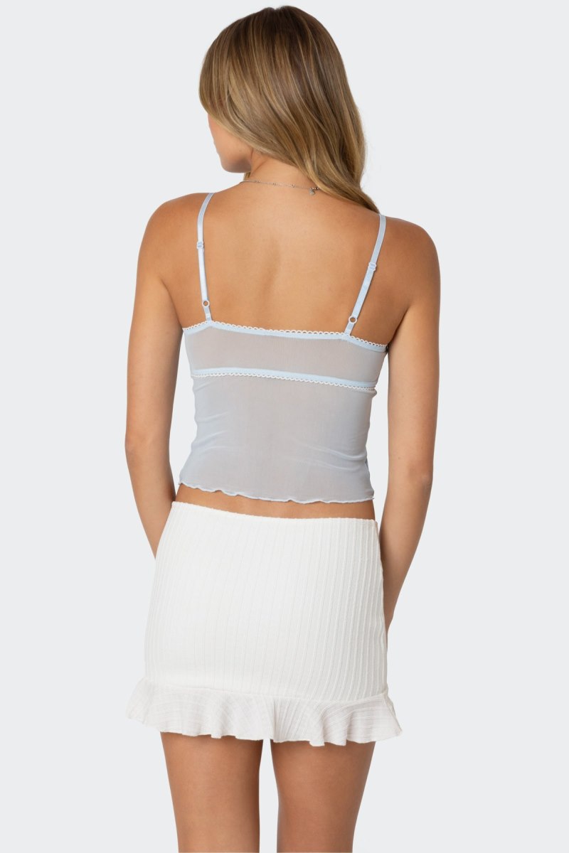 Edikted Bethany Mesh Tank Top Light Blue | USA HN971577V1