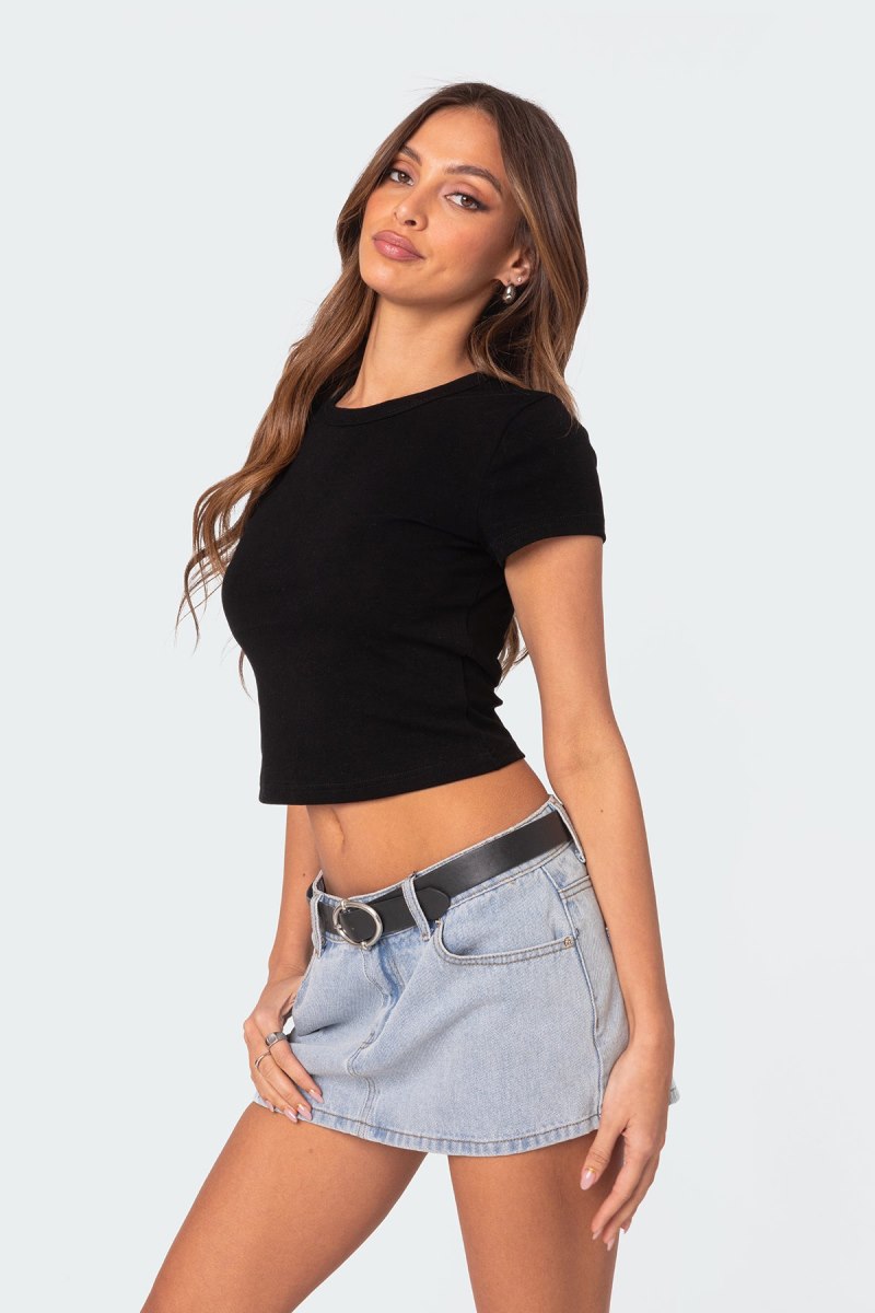 Edikted Better Basics Cropped T Shirts Black | USA MO602810J4