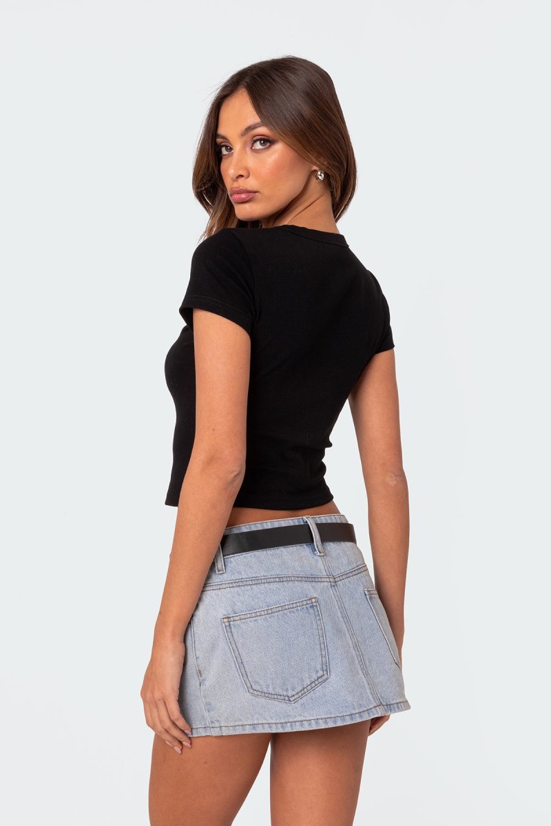Edikted Better Basics Cropped T Shirts Black | USA MO602810J4