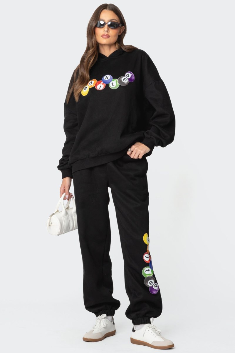 Edikted Billiard Oversized Hoodie Long Sleeve Tops Black | USA SS932983L2