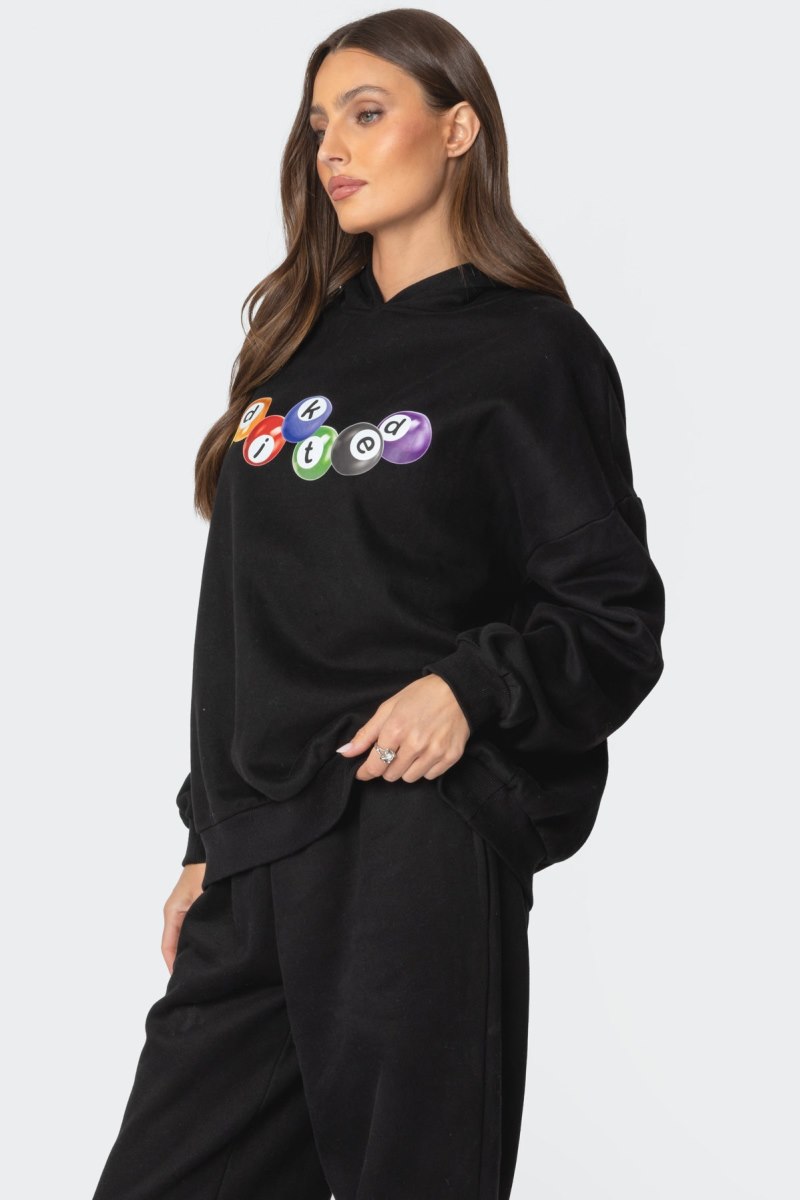 Edikted Billiard Oversized Hoodie Long Sleeve Tops Black | USA SS932983L2