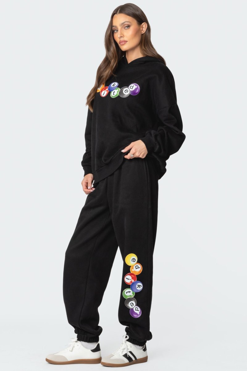 Edikted Billiard Oversized Hoodie Long Sleeve Tops Black | USA SS932983L2