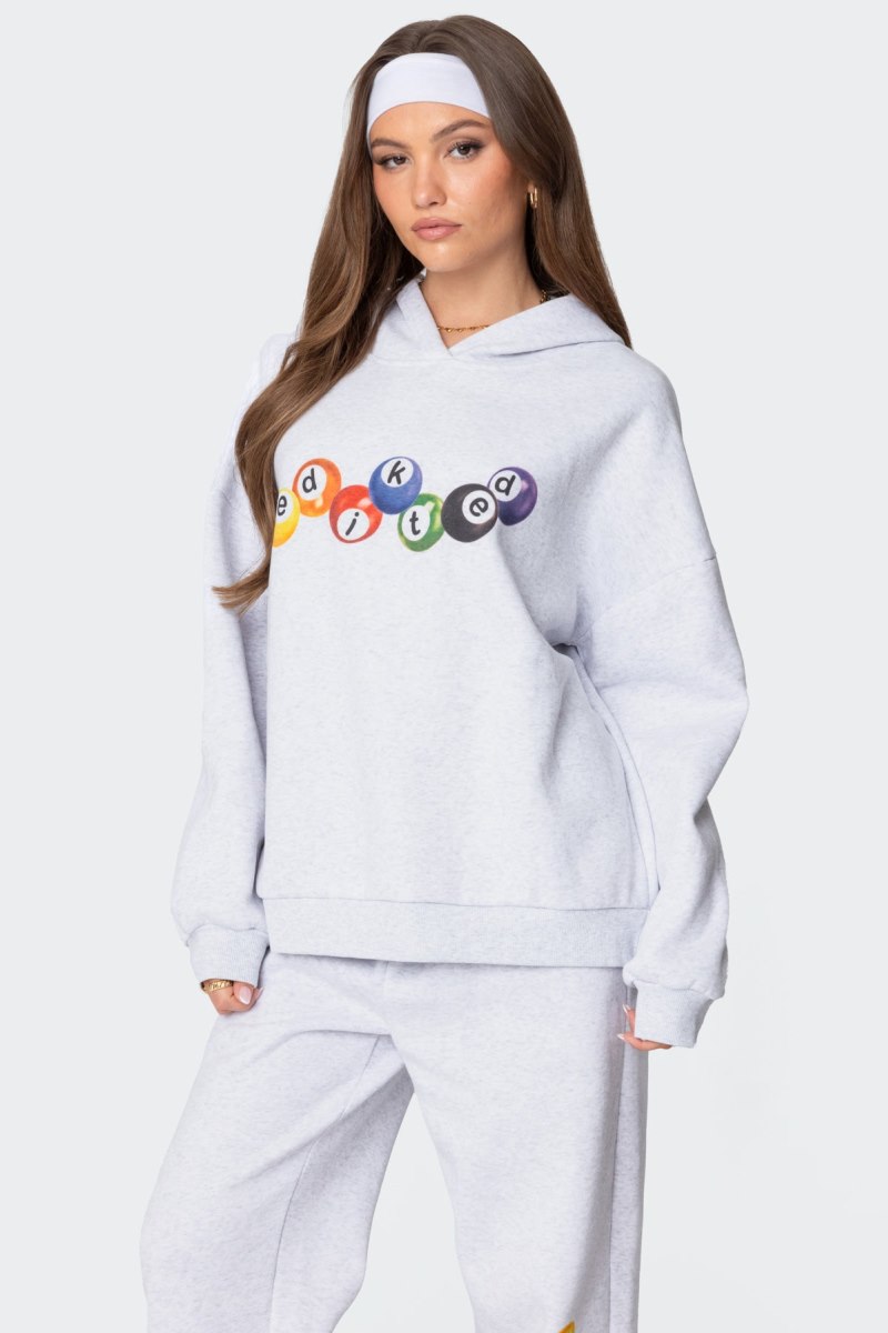 Edikted Billiard Oversized Hoodie Long Sleeve Tops Black | USA SD269346L8
