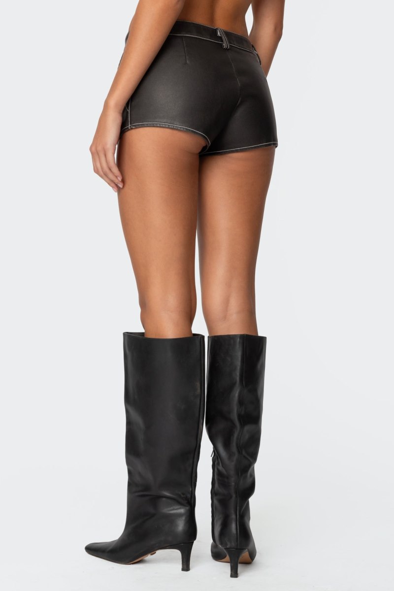 Edikted Blaise Faux Leather Micro Shorts Dark Gray | USA VW738843S1