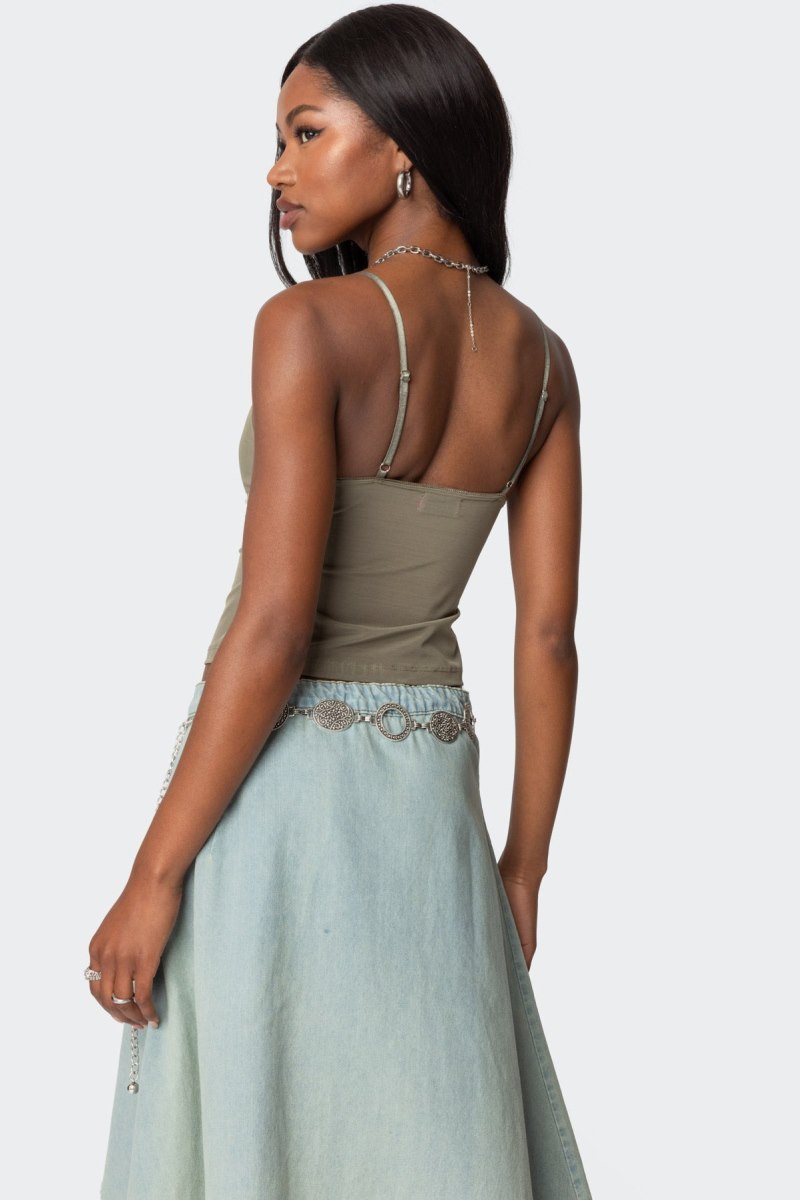 Edikted Blake Mesh Tank Top Green | USA BN997279W9