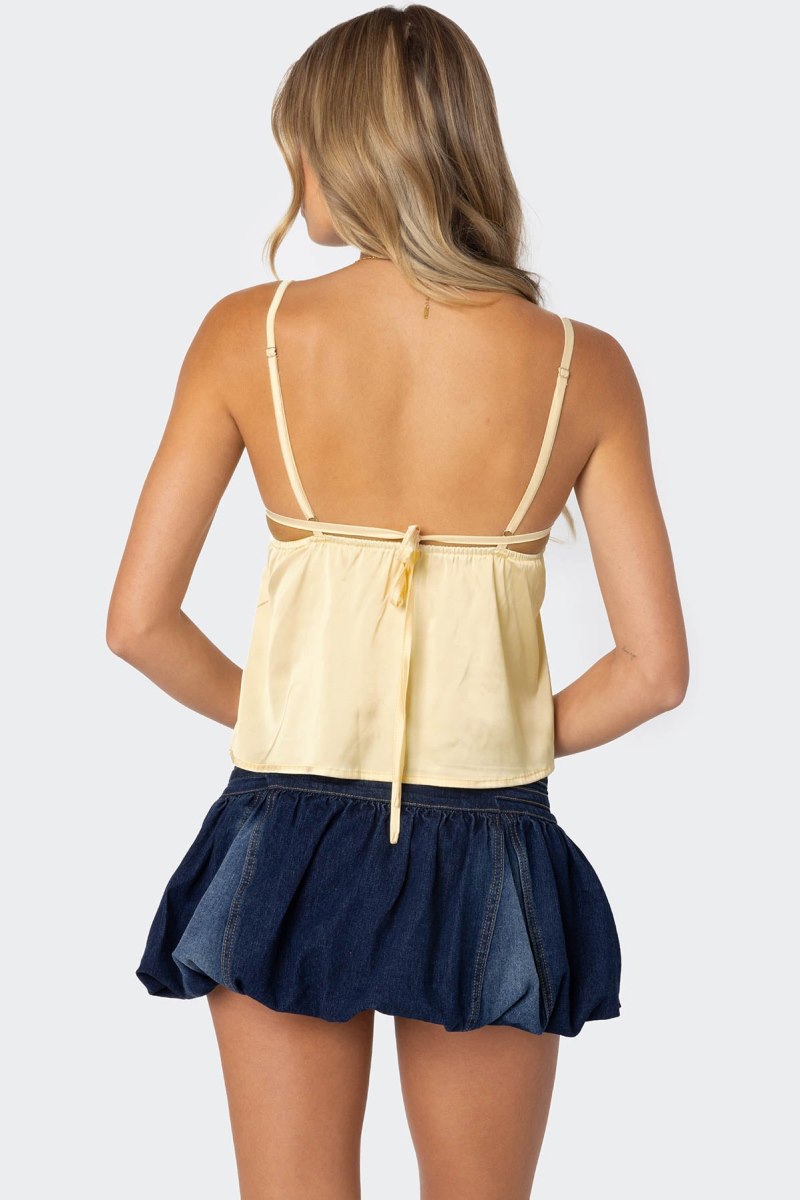 Edikted Blanca Satin Lace Trim Tank Top Green | USA ZH273857X0