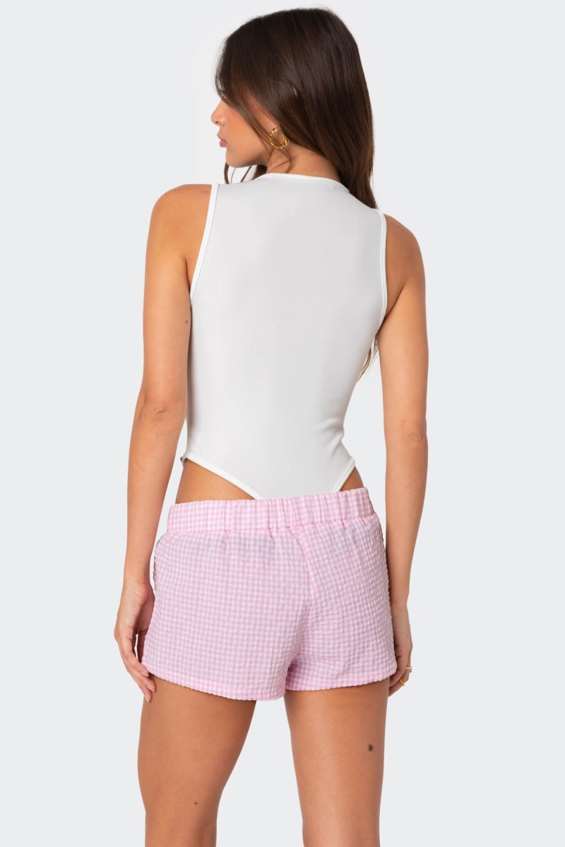 Edikted Bloom Lace Trim Ribbed Bodysuit White | USA GA637853Z0