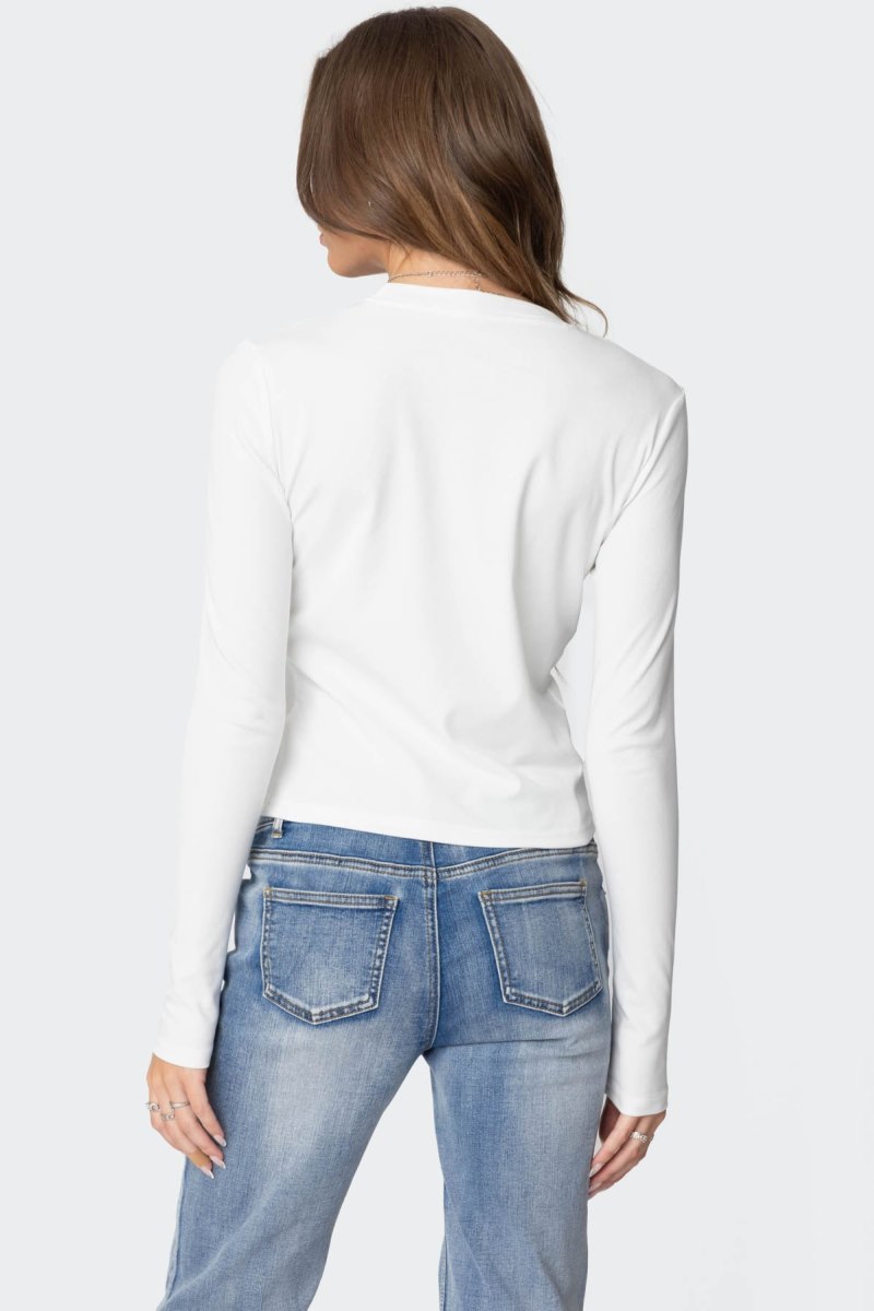 Edikted Blossom Long Sleeve Tops White | USA QG435673F8