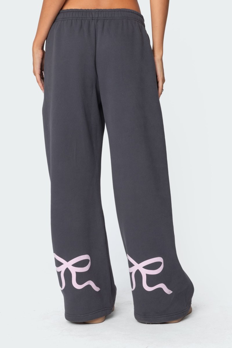 Edikted Bonney Bow Detail Sweatpants Pants Dark Gray | USA EV082748O7