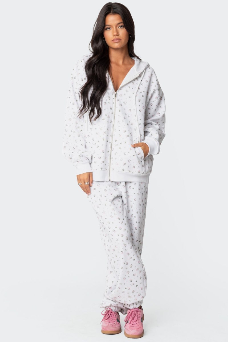 Edikted Bouquet Oversized Sweatpants Cream | USA FX741934J0