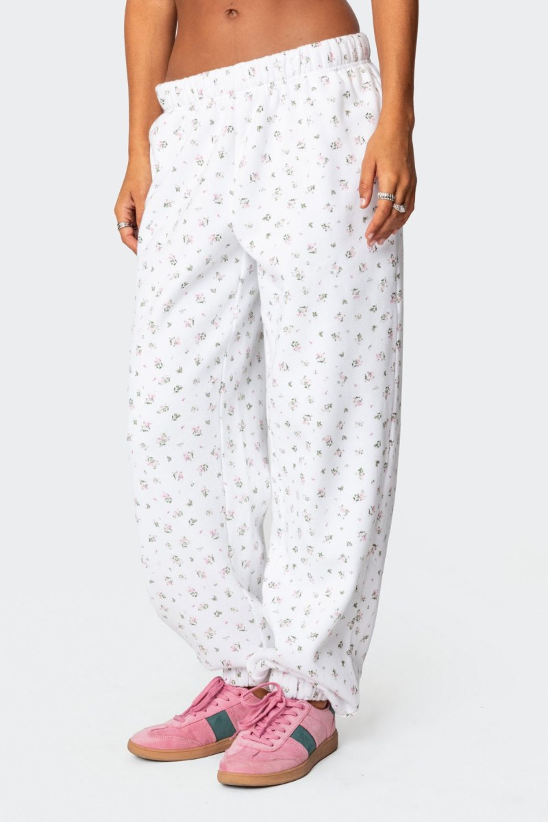 Edikted Bouquet Oversized Sweatpants Pants Cream | USA IN984878M5