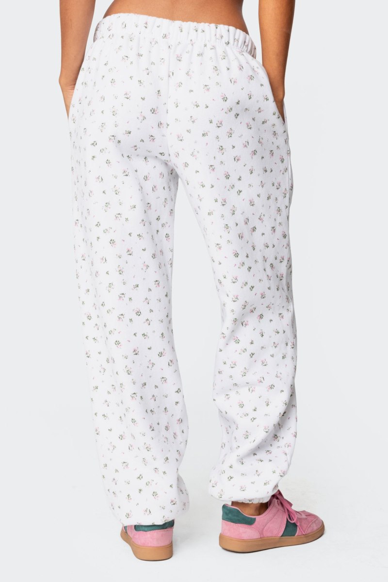 Edikted Bouquet Oversized Sweatpants Pants Cream | USA IN984878M5