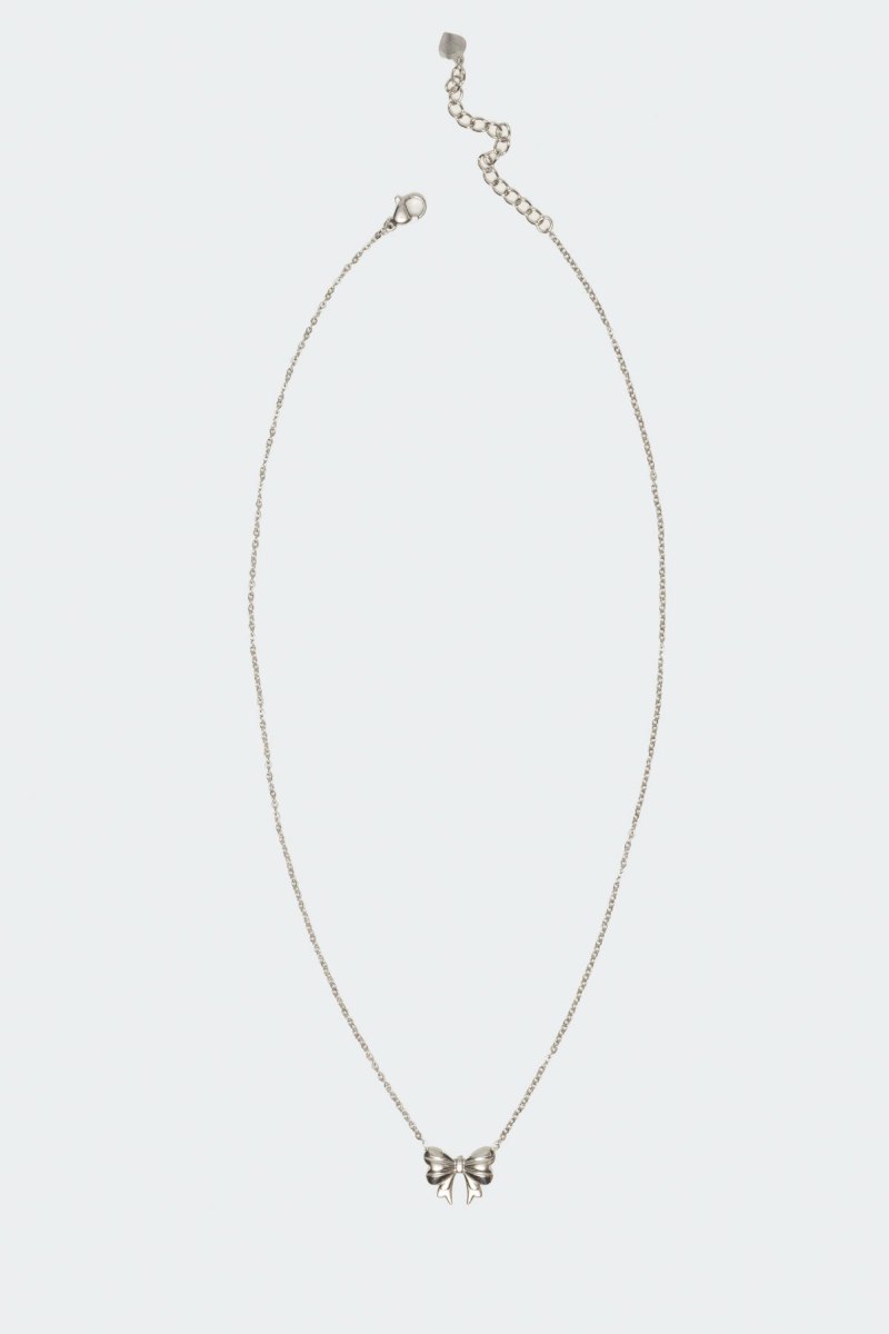 Edikted Bow Charm Necklaces Silver | USA BL104730J7
