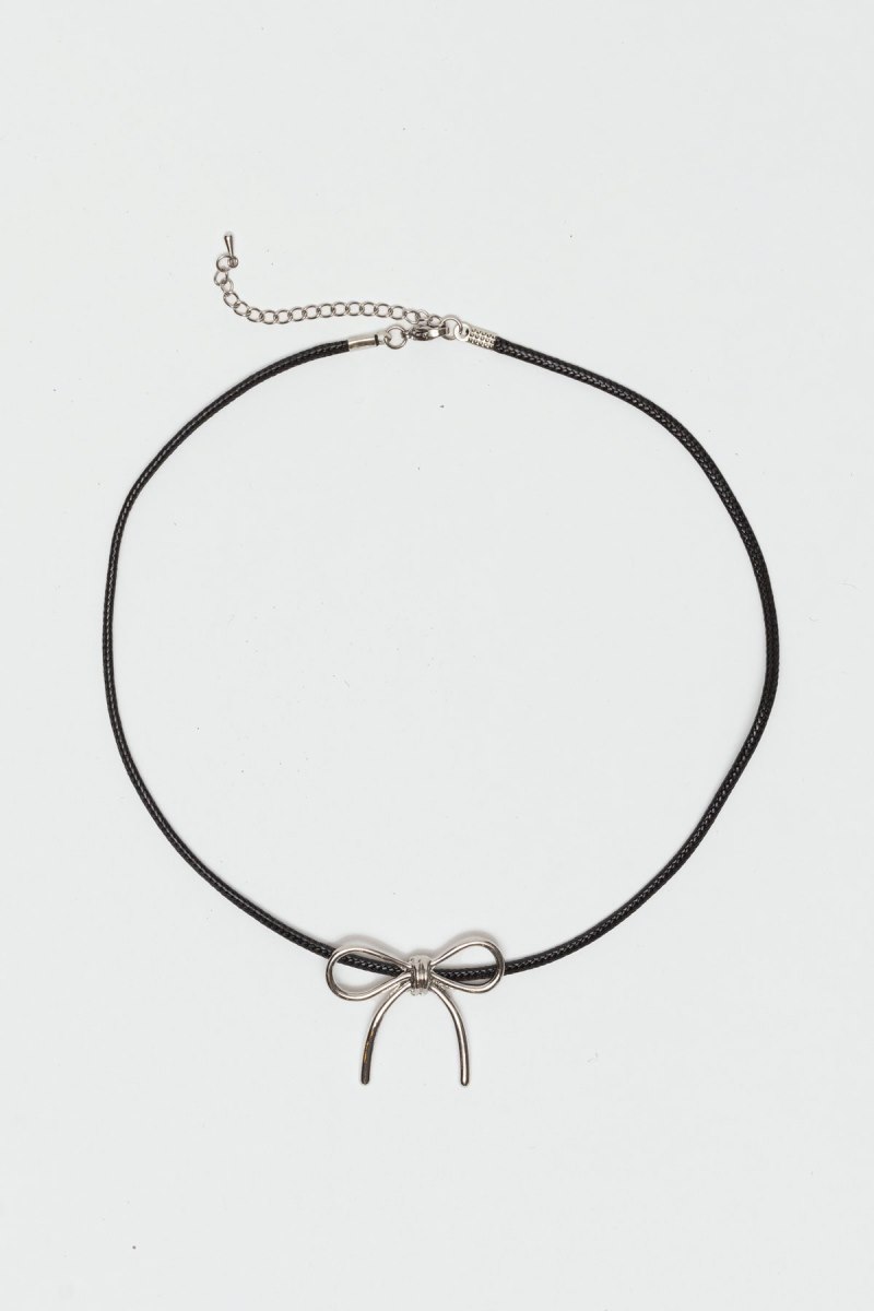 Edikted Bow Cord Necklaces Silver | USA JX911091A3