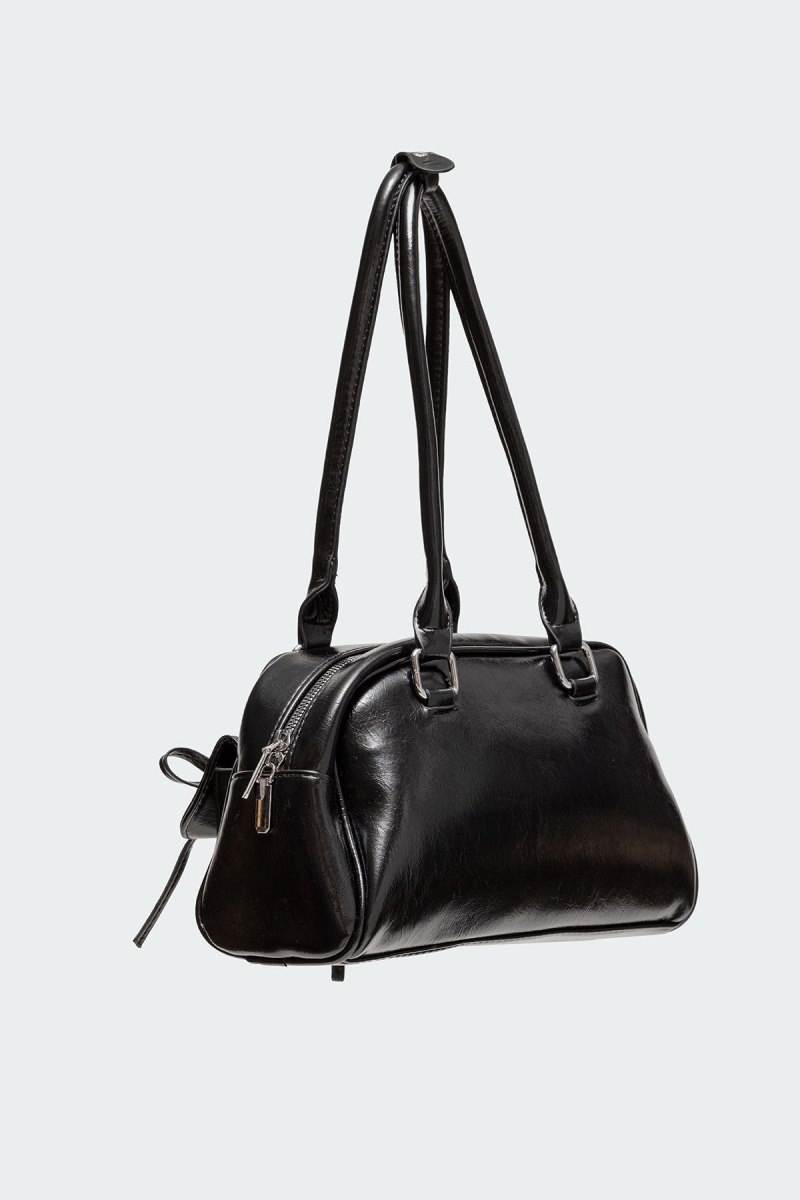 Edikted Bow Pocket Faux Leather Shoulder Bags Black | USA MB863826W5