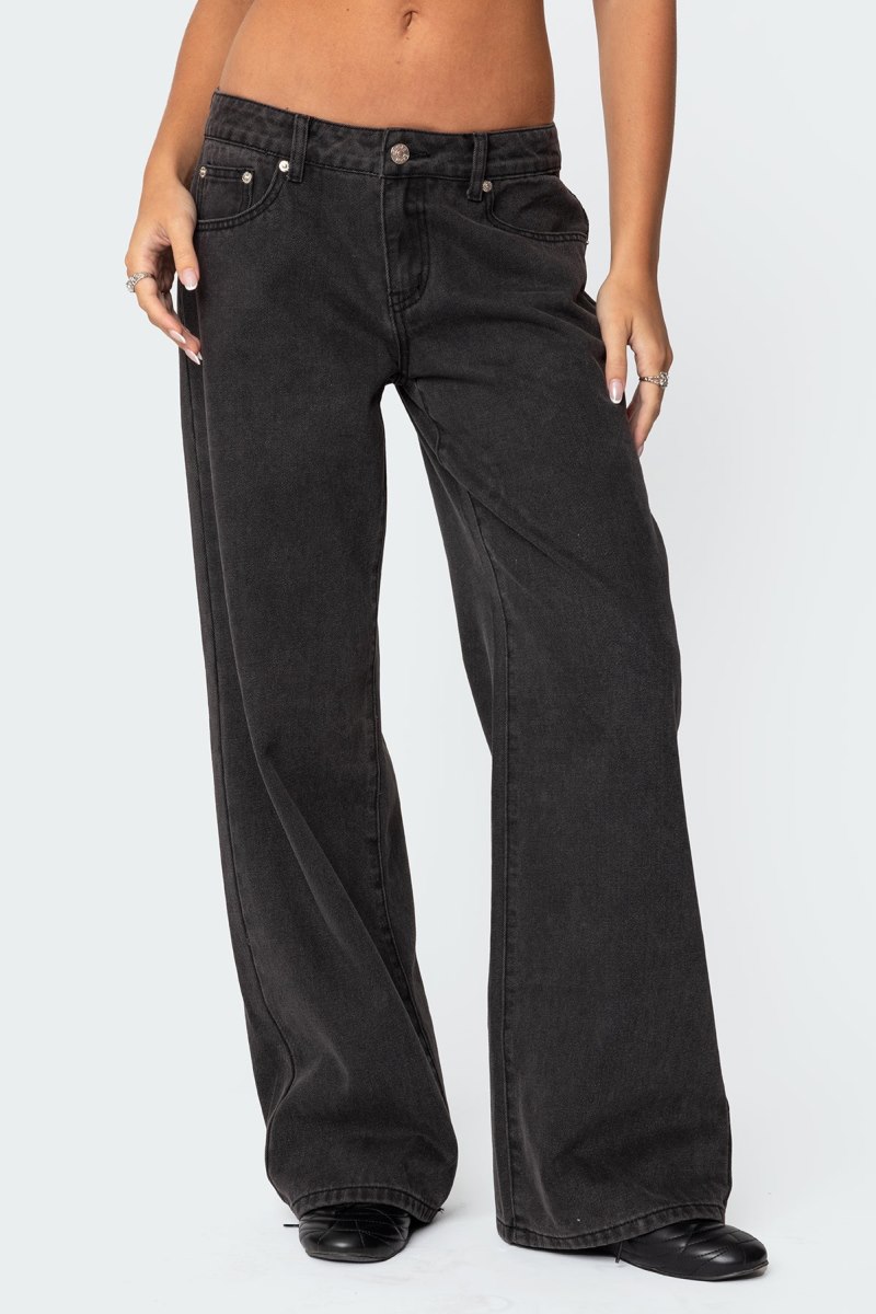 Edikted Bow Pocket Relaxed Jeans Black Washed | USA HE256325K8