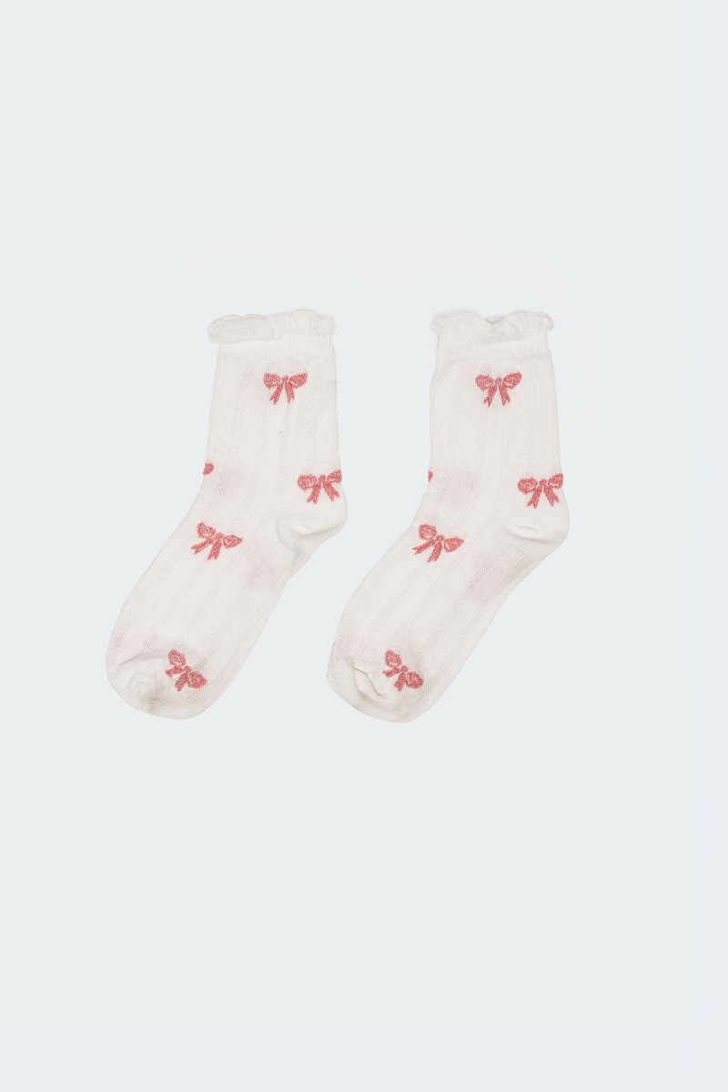 Edikted Bow Printed Socks White | USA ST114431G1