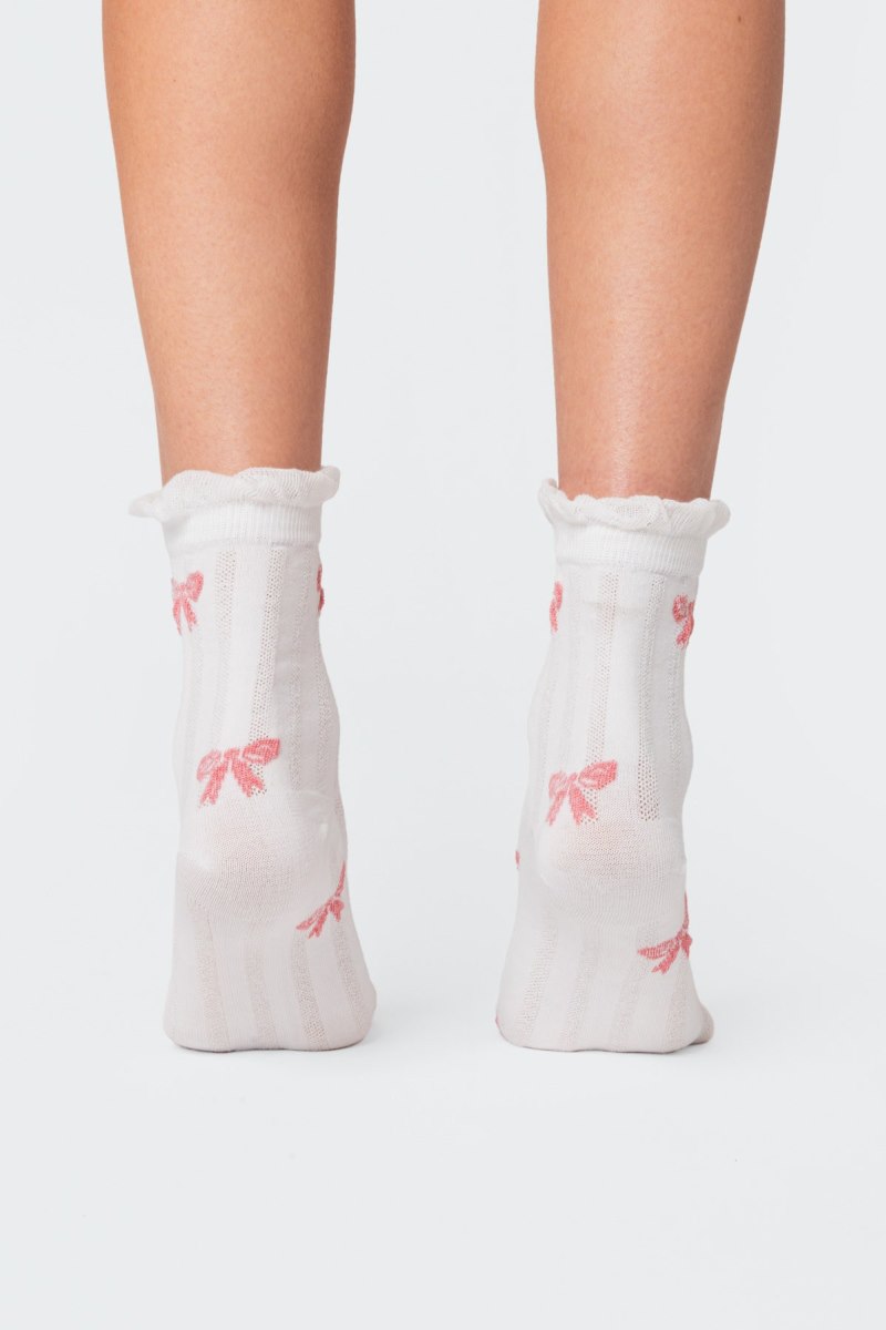 Edikted Bow Printed Socks White | USA ST114431G1