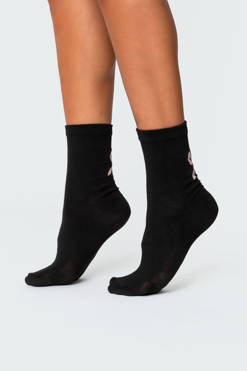 Edikted Bow Socks Black | USA MA995389P6