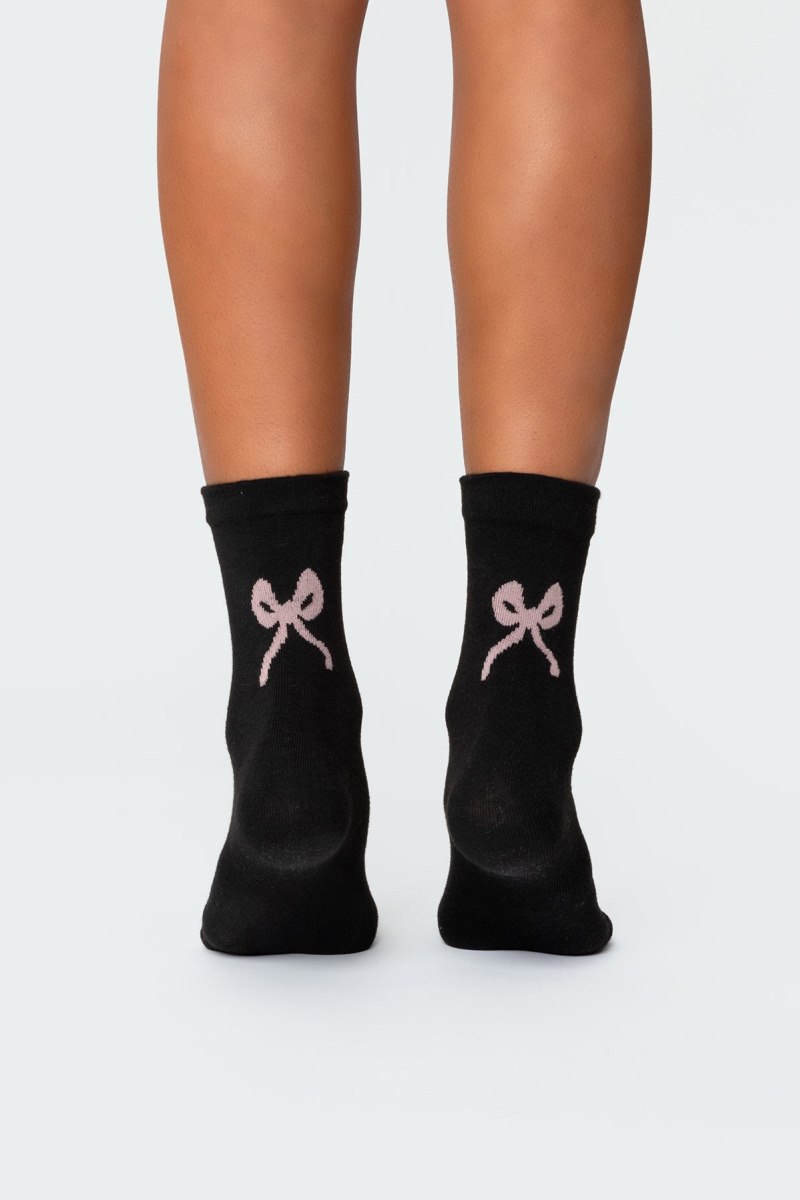 Edikted Bow Socks Black | USA MA995389P6