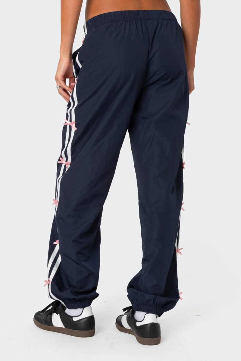 Edikted Bow Stripe Nylon Track Pants Navy | USA UY992389X7
