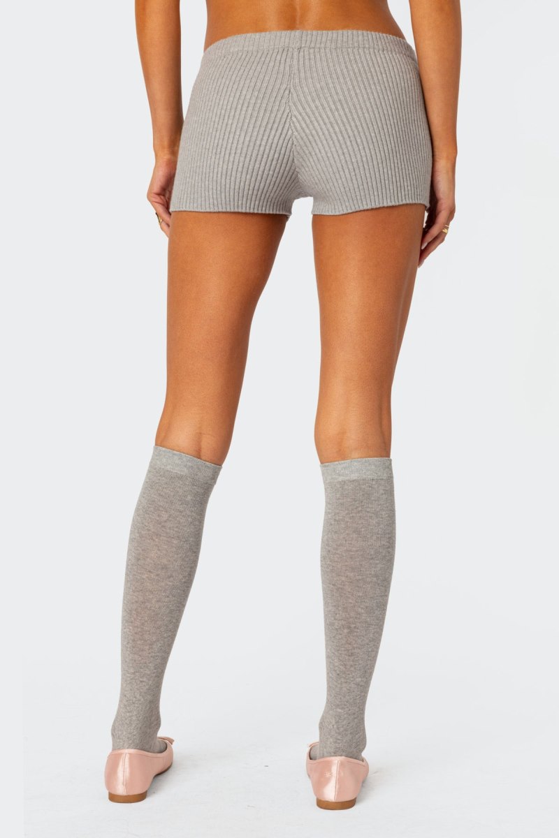 Edikted Bow Time Knit Micro Shorts Gray Melange | USA TD883498F8