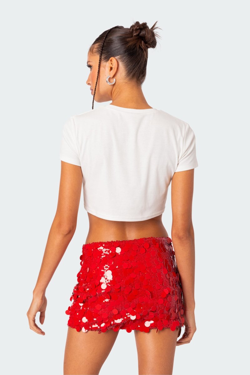 Edikted Bowie Embroidered Cropped T Shirts White | USA HQ305140S6