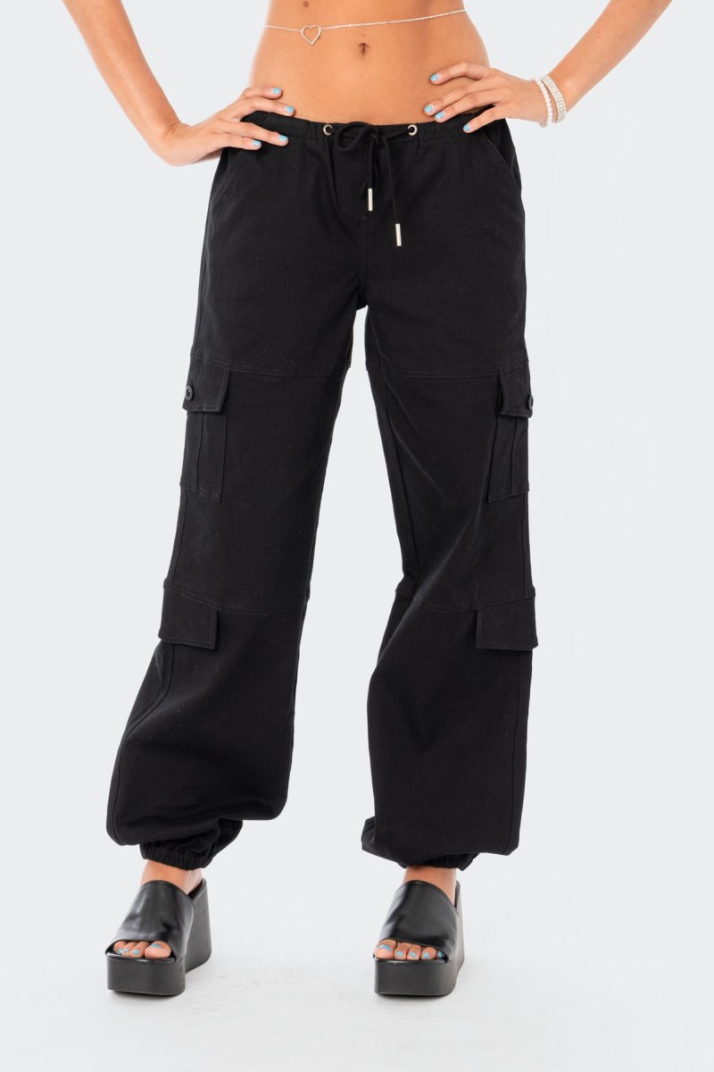 Edikted Boyfriend Cargo Pants Black | USA VS194719K9