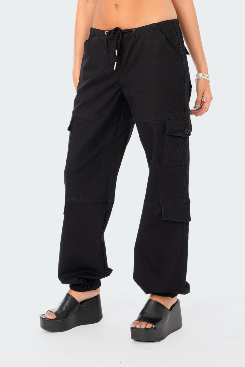 Edikted Boyfriend Cargo Pants Black | USA VS194719K9