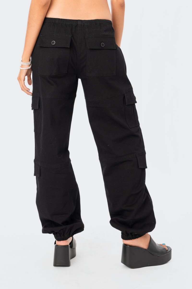 Edikted Boyfriend Cargo Pants Black | USA VS194719K9