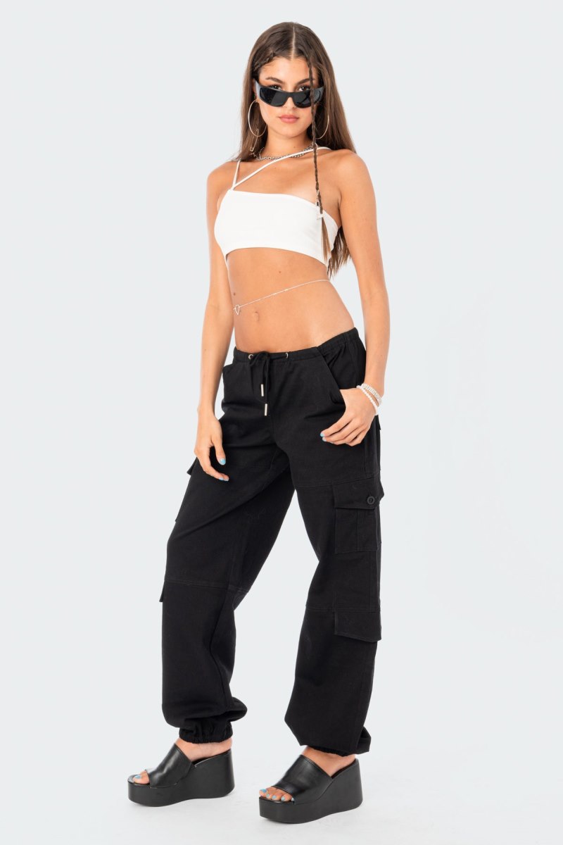 Edikted Boyfriend Cargo Pants Black | USA VS194719K9