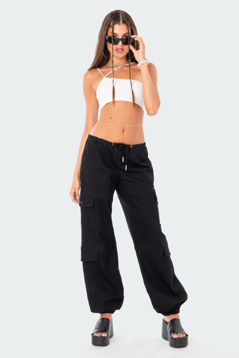Edikted Boyfriend Cargo Pants Black | USA VS194719K9