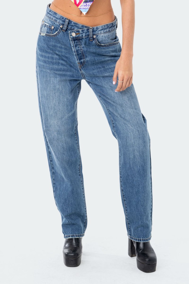 Edikted Boyfriend Jeans Blue | USA KW672457F5