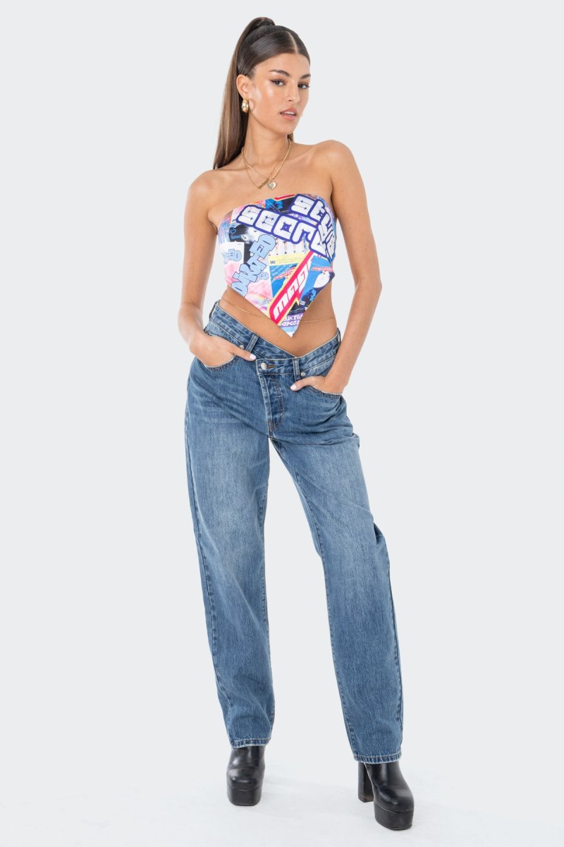 Edikted Boyfriend Jeans Blue | USA KW672457F5