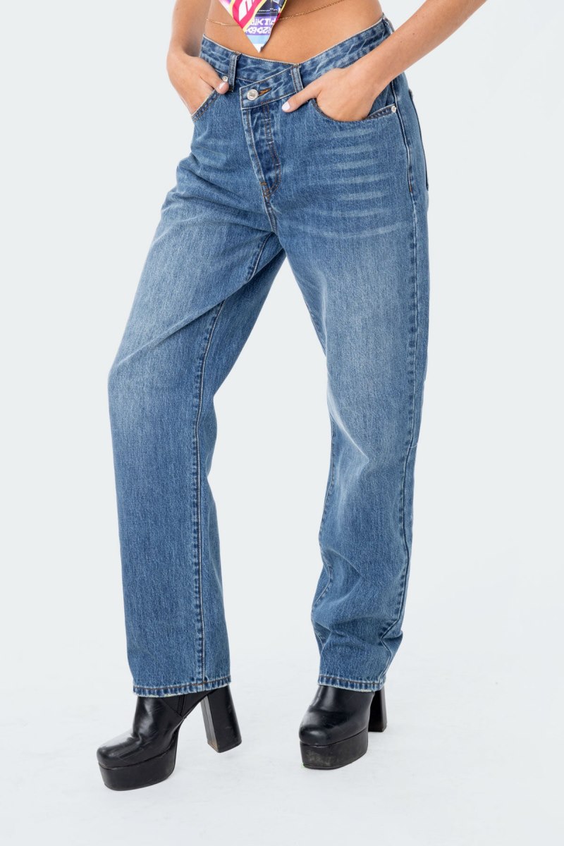 Edikted Boyfriend Jeans Blue | USA KW672457F5