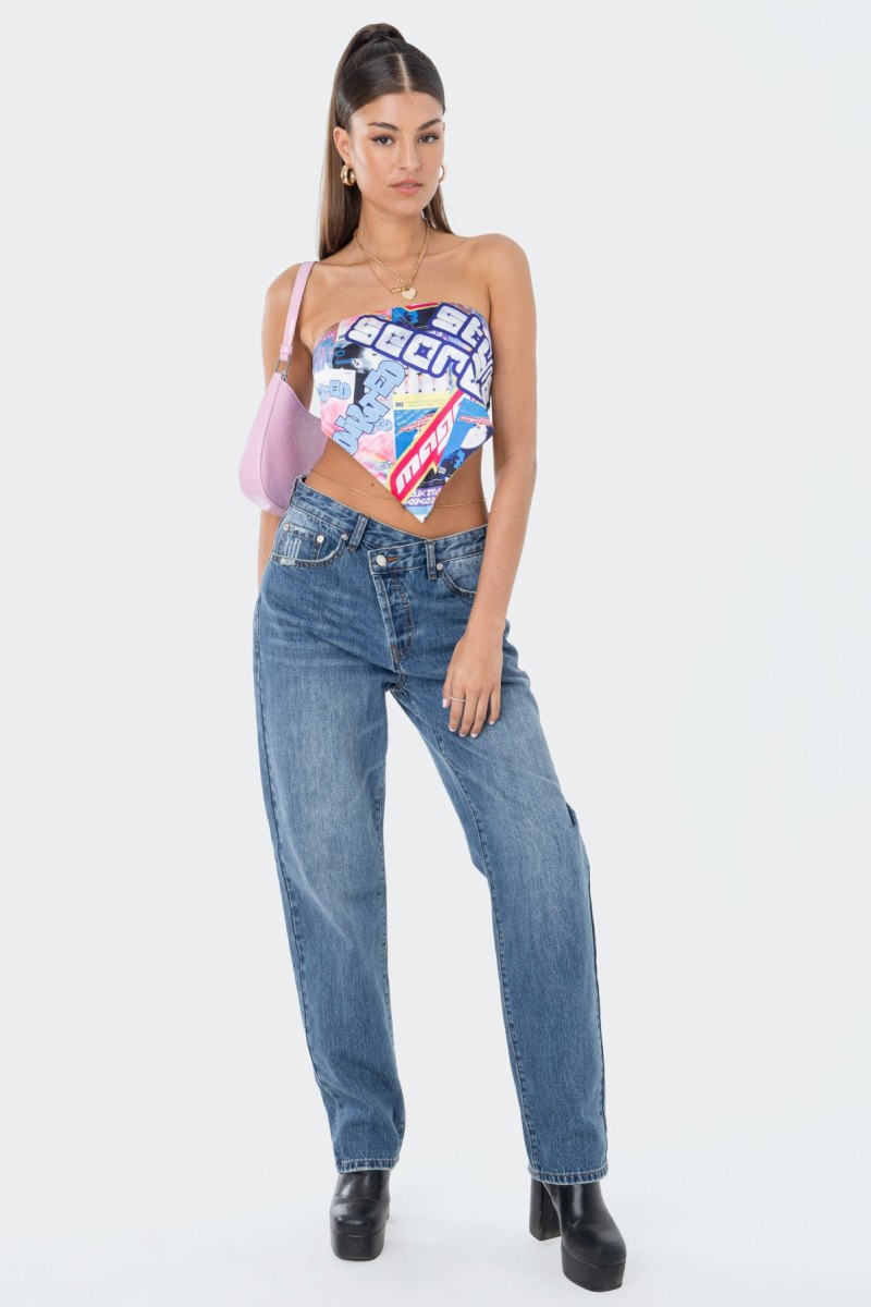 Edikted Boyfriend Jeans Blue | USA KW672457F5