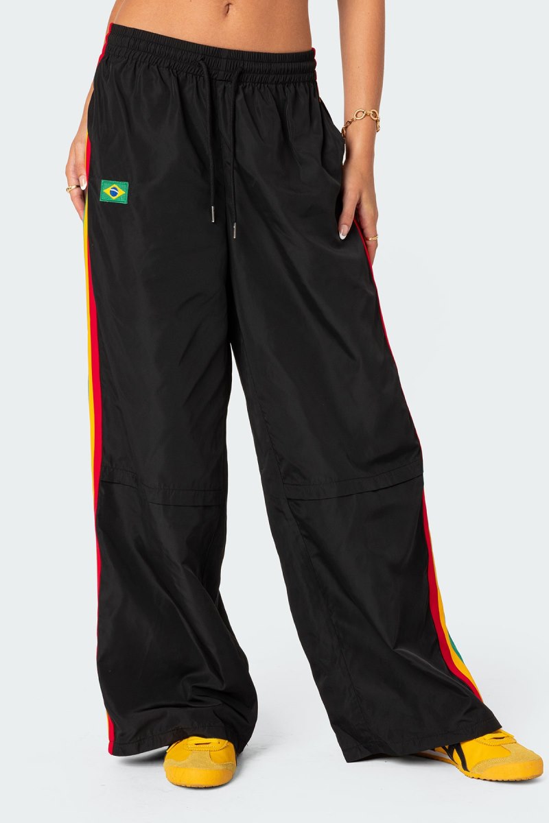 Edikted Brasil Nylon Track Pants Black | USA YP895109U8