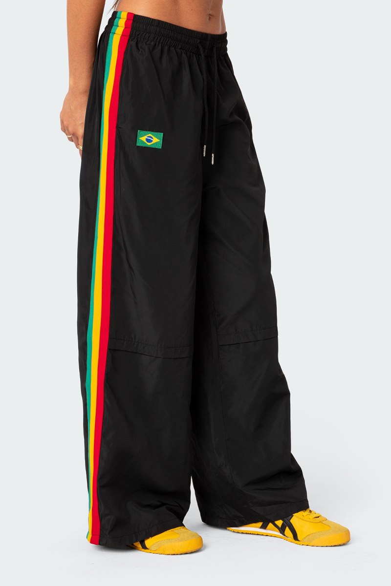 Edikted Brasil Nylon Track Pants Black | USA YP895109U8