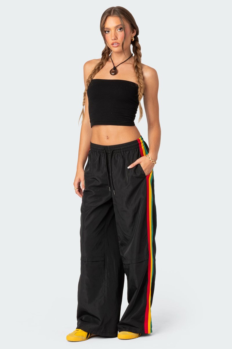Edikted Brasil Nylon Track Pants Black | USA YP895109U8