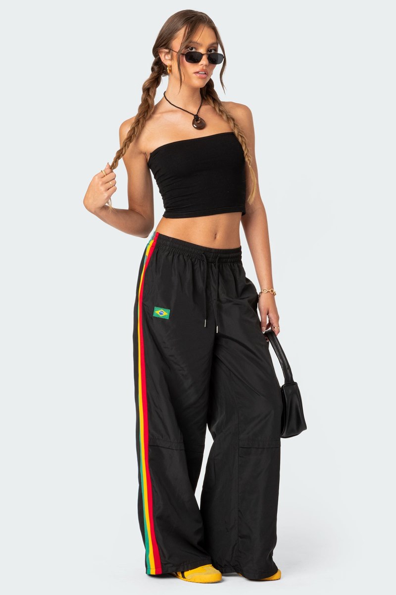 Edikted Brasil Nylon Track Pants Black | USA YP895109U8