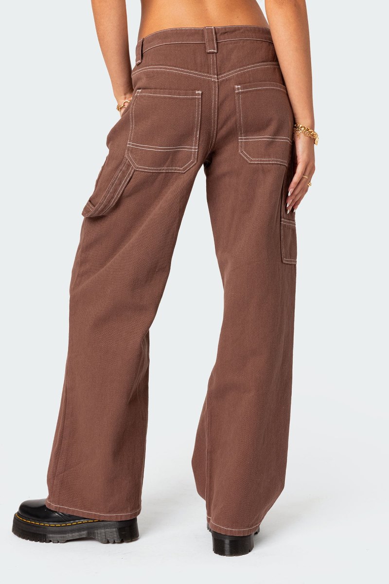 Edikted Brenda Low Rise Carpenter Jeans Brown | USA GD178267E6