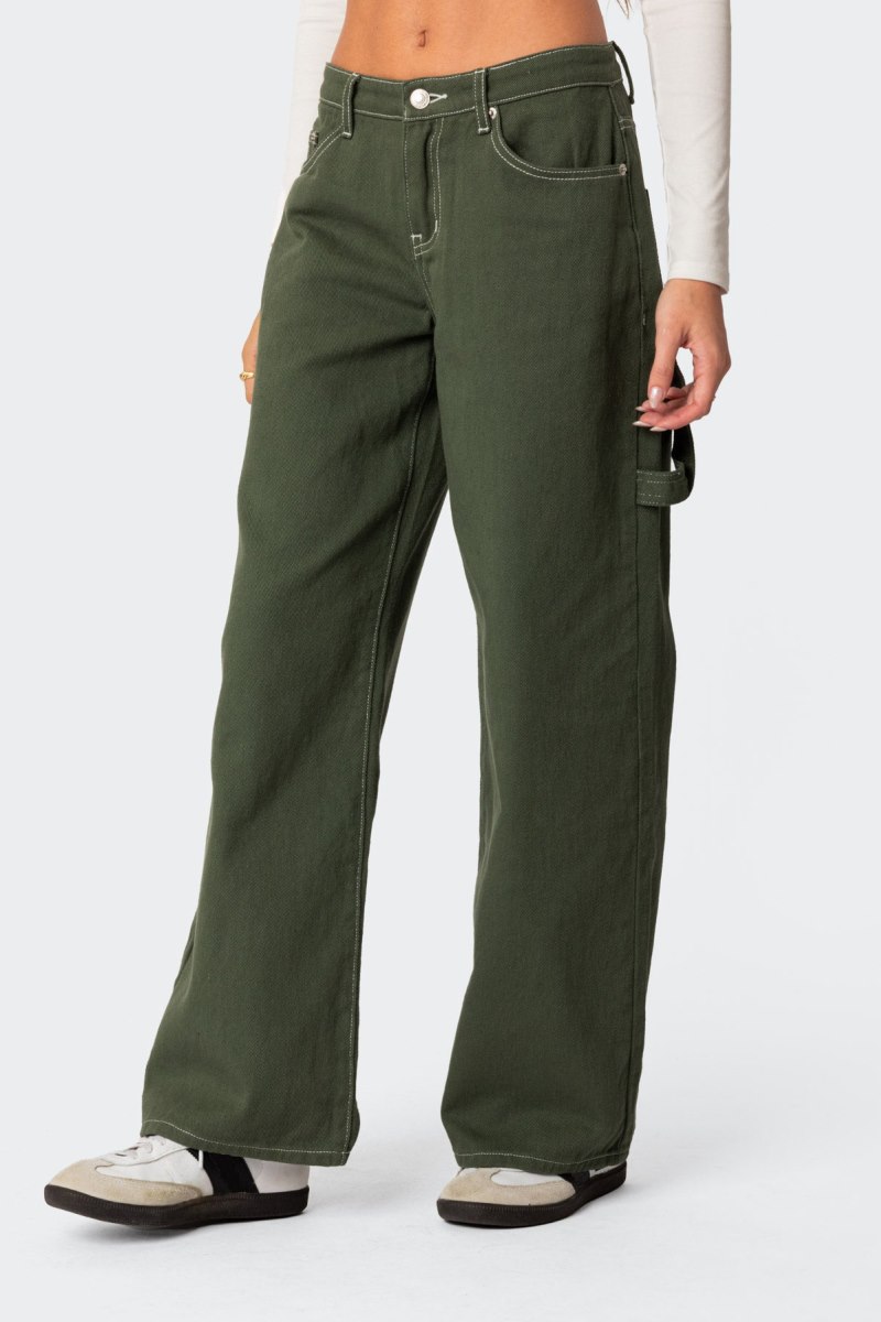 Edikted Brenda Low Rise Carpenter Jeans Brown | USA FE921562D0