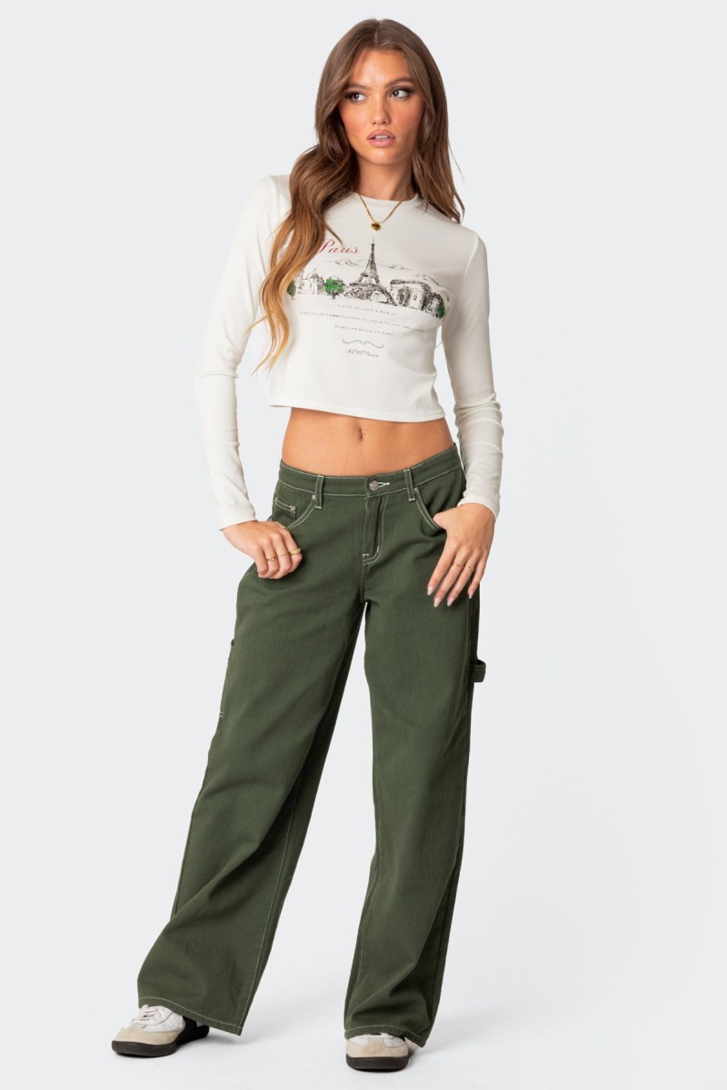 Edikted Brenda Low Rise Carpenter Jeans Brown | USA FE921562D0