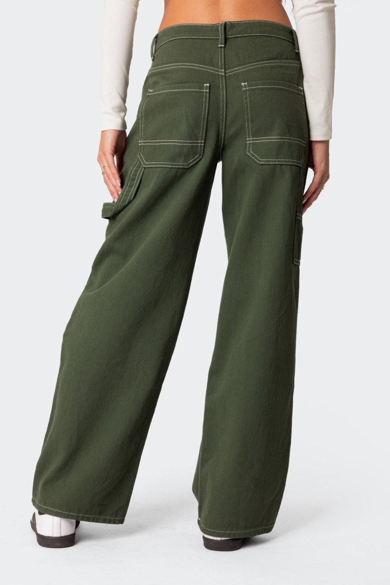 Edikted Brenda Low Rise Carpenter Jeans Brown | USA FE921562D0
