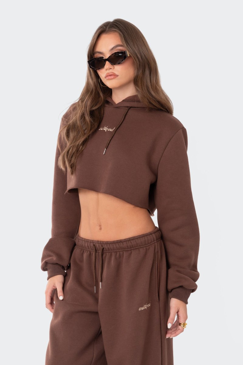Edikted Brenna Cropped Hoodie Blue | USA UO663156X6